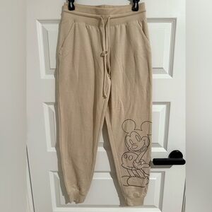 Disney - Mickey Mouse - Women's Sz Large - Beige Sweatpants - Tapered Ankle